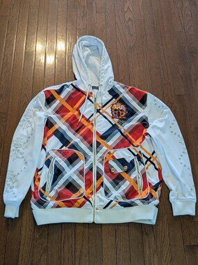 Y2K COOGI Embroidered Full Zip Hoodie- Size XL